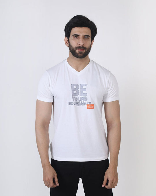Eminent Men's Half Sleeves Printed T-Shirt - White, Men's T-Shirts & Polos, Eminent, Chase Value