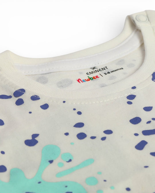 Eminent Newborn Girls Half Sleeves T-Shirt - Off White