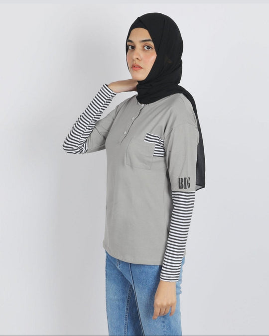 Eminent Women's Full Sleeves T-Shirt - Frost Grey, Women T-Shirts & Tops, Eminent, Chase Value