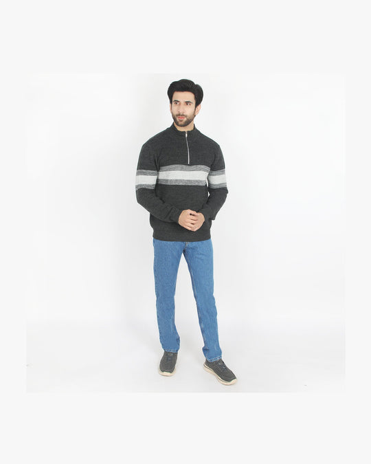 Eminent Men's Full Sleeves Sweaters - Charcoal, Men's Sweater & Sweat Shirts, Eminent, Chase Value