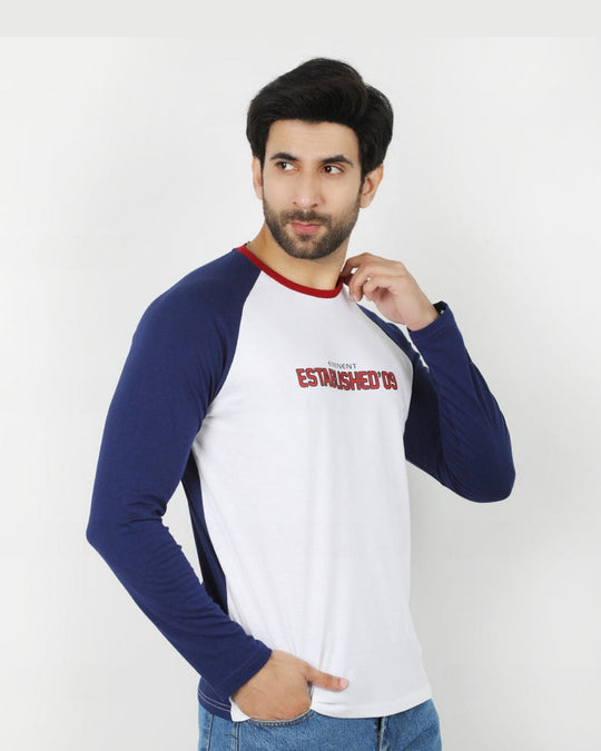 Eminent Men's Round Neck Full Sleeves T-Shirt - Navy Blue & White, Men's T-Shirts & Polos, Eminent, Chase Value