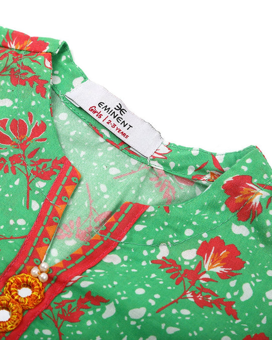 Eminent Girls Printed Shalwar Suit - Green