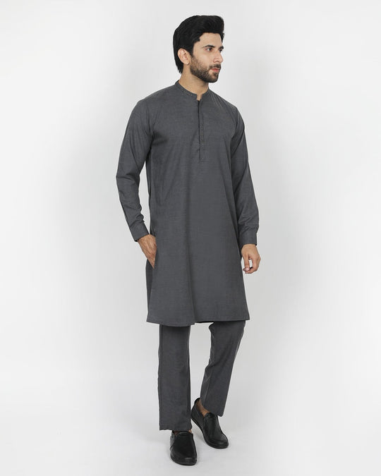 Eminent Men's Embroidered Kurta Pajama Suit - Charcoal, Men's Shalwar Kameez, Eminent, Chase Value
