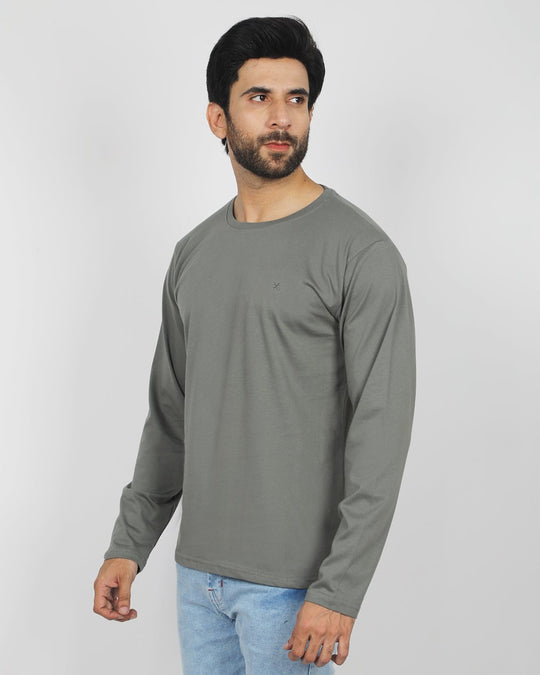 Eminent Men's Full Sleeves Round Neck T-Shirt - Dusty Olive, Men's T-Shirts & Polos, Eminent, Chase Value