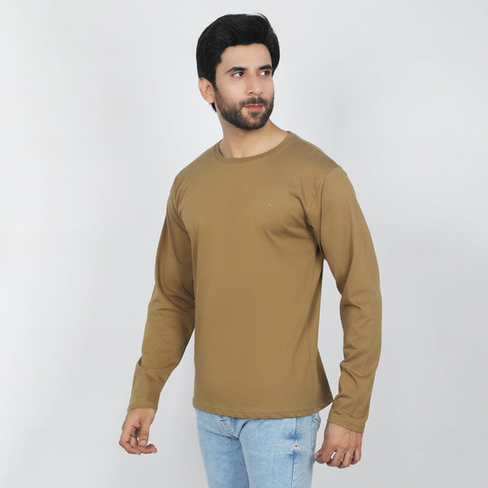 Eminent Men's Full Sleeves Round Neck T-Shirt - Dark Sandy, Men's T-Shirts & Polos, Eminent, Chase Value