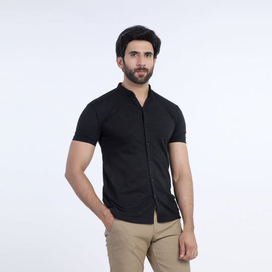 Eminent Men's Half Sleeves Sherwani Collar Front Open T-Shirt