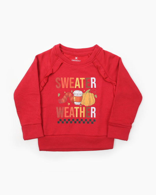 Eminent Girls Full Sleeves Sweat Shirt - Red, Girls Hoodies & Sweat Shirts, Eminent, Chase Value