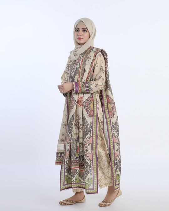 Eminent Women’s Stitched 3-Piece Embroidered Suit – Beige, Women Shalwar Suits, Eminent, Chase Value