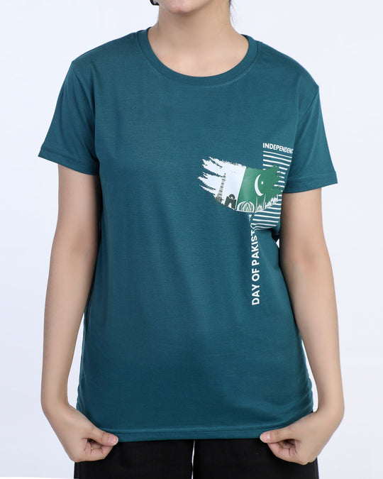 Eminent Women's Printed Half Sleeves T-Shirt - Green, Women T-Shirts & Tops, Eminent, Chase Value