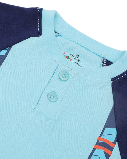 Eminent Newborn Boys Full Sleeves Romper - Blue