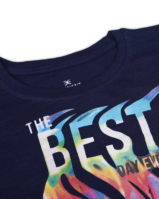 Eminent Girls Half Sleeves T-Shirt - Mid Blue, Girls T-Shirts, Eminent, Chase Value