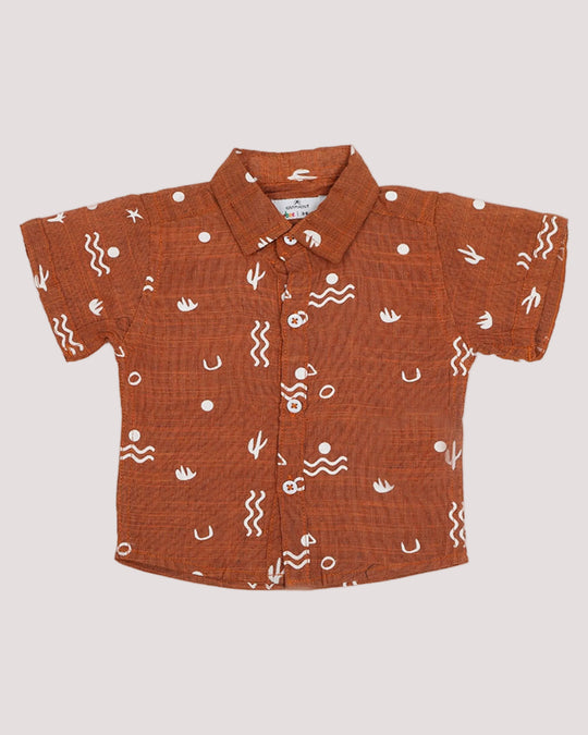 Eminent Newborn Half Sleeves Casual Shirt - Brown, Newborn Boys Shirts & T-Shirts, Eminent, Chase Value