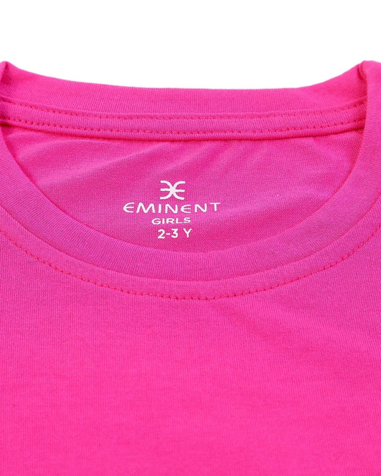 Eminent Girls Half Sleeves T-Shirt - Neon Pink