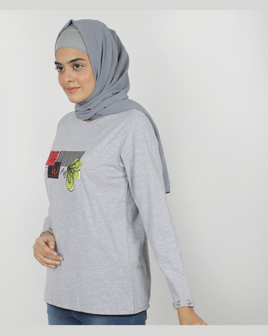 Eminent Women's Full Sleeves T-Shirt - Ash Grey, Women T-Shirts & Tops, Eminent, Chase Value