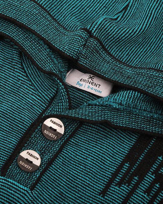 Eminent Boys Full Sleeves Hoodie Sweater - Turquoise & Black, Boys Sweaters, Eminent, Chase Value