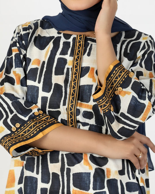 Monochrome Abstract Kurti – Edgy & Effortless, Women Ready Kurtis, Eminent, Chase Value