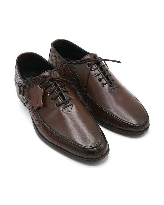 Eminent Croc Texture Formal Lace Up Shoes - Mustard, Men's Formal Shoes, Eminent, Chase Value