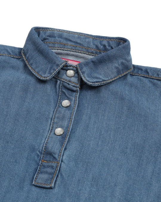 Eminent Girls Denim Frock - Light Blue