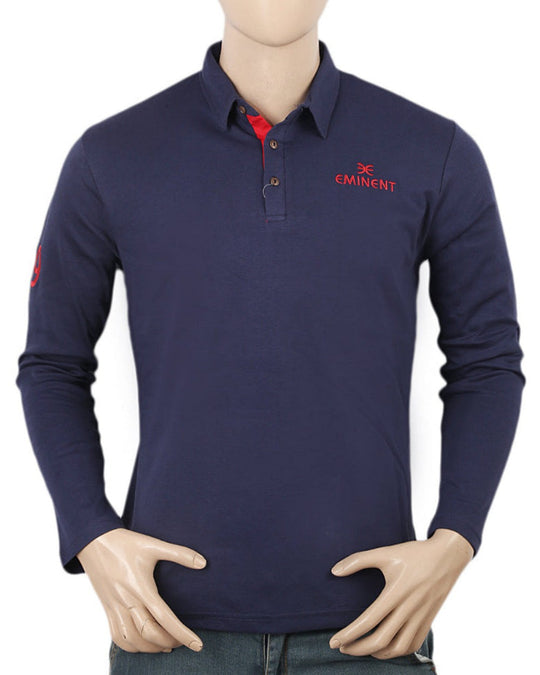 Men's Eminent Full Sleeves Polo T-Shirt - Navy Blue, Men, T-Shirts And Polos, Eminent, Chase Value