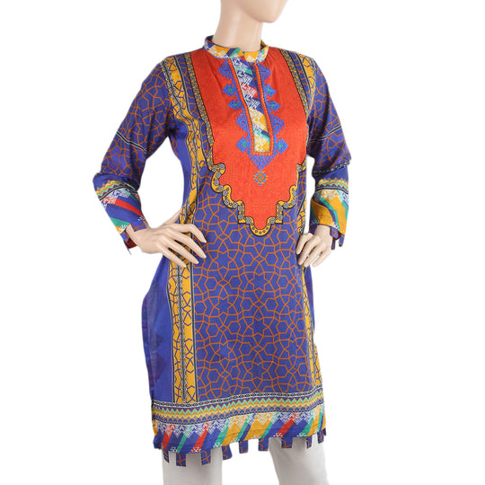 Women's Digital Printed Embroidered Kurti - Rust, Women, Ready Kurtis, Eminent, Chase Value