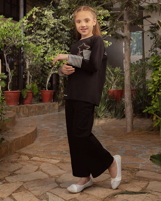 Eminent Girls Full Sleeves T-Shirt - Black