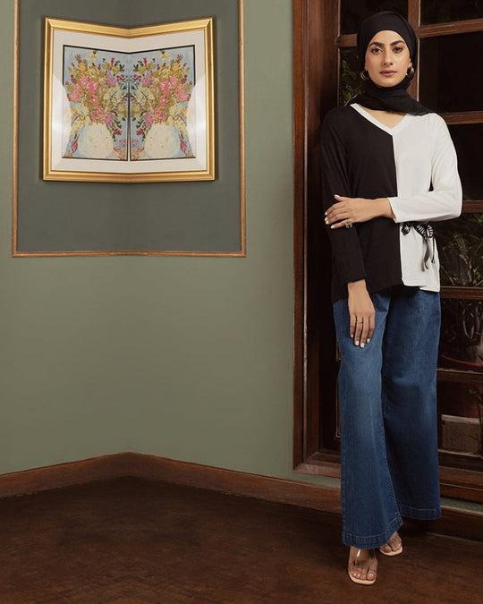 Eminent Women's Full Sleeves T-Shirt - White & Black, Women T-Shirts & Tops, Eminent, Chase Value