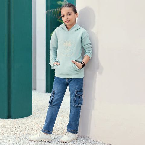 Eminent Girls Full Sleeves Hoodie Jacket - Sea Green, Girls Hoodies & Sweat Shirts, Eminent, Chase Value