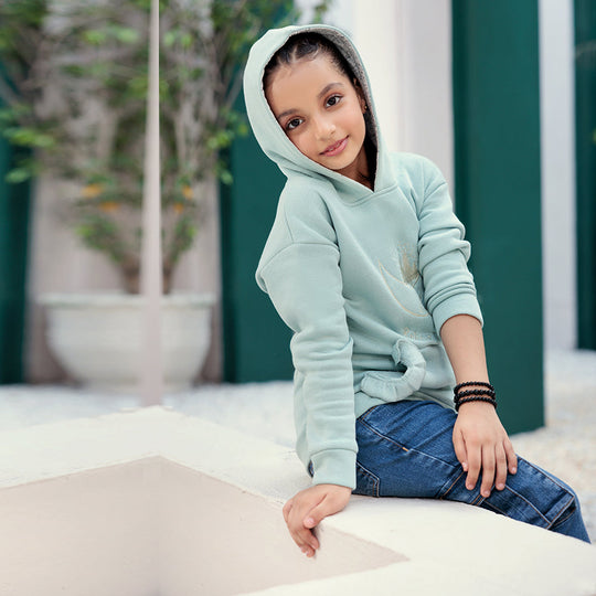Eminent Girls Full Sleeves Hoodie Jacket - Sea Green, Girls Hoodies & Sweat Shirts, Eminent, Chase Value
