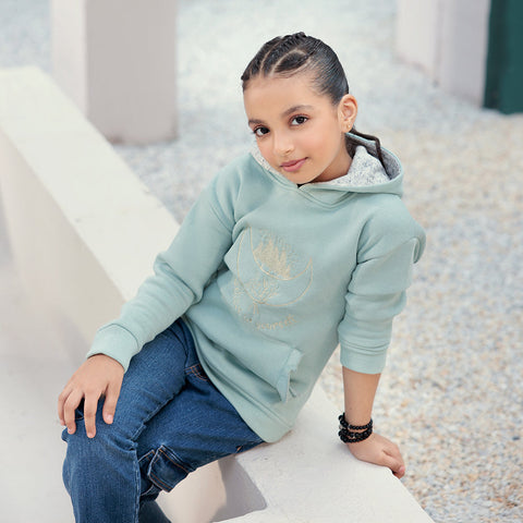 Eminent Girls Full Sleeves Hoodie Jacket - Sea Green, Girls Hoodies & Sweat Shirts, Eminent, Chase Value
