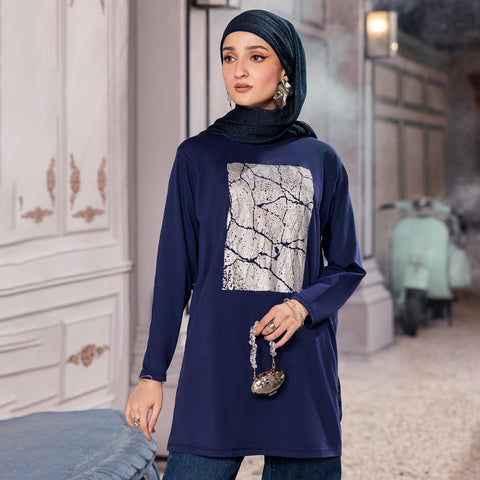 Eminent Women's Full Sleeves T-Shirt - Mid Blue, Women T-Shirts & Tops, Eminent, Chase Value