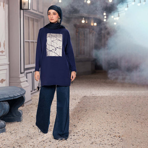 Eminent Women's Full Sleeves T-Shirt - Mid Blue, Women T-Shirts & Tops, Eminent, Chase Value