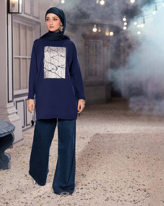 Eminent Women's Full Sleeves T-Shirt - Mid Blue, Women T-Shirts & Tops, Eminent, Chase Value