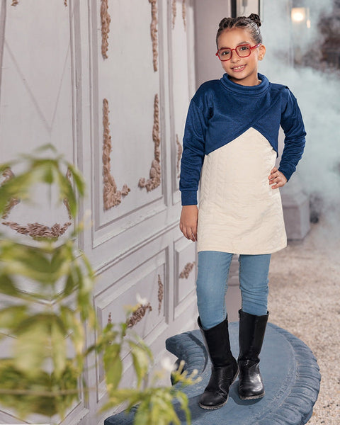 Eminent Girls Frock with Top - White & Blue, Girls Frocks, Eminent, Chase Value
