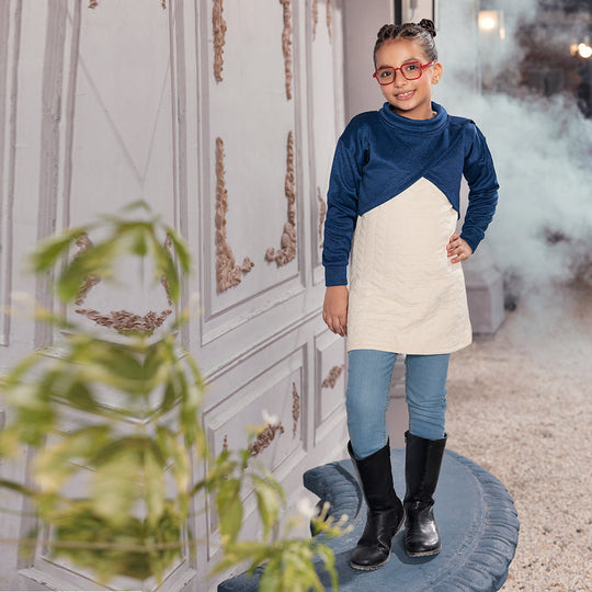 Eminent Girls Frock with Top - White & Blue, Girls Frocks, Eminent, Chase Value