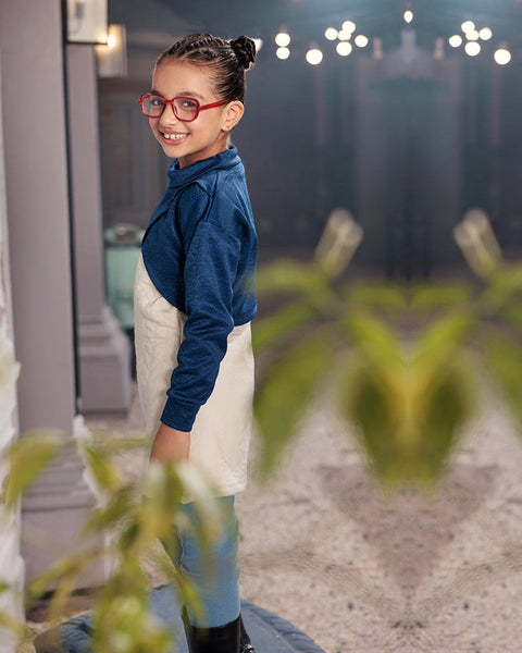 Eminent Girls Frock with Top - White & Blue, Girls Frocks, Eminent, Chase Value