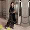 Eminent Women's Velvet Embroidered Unstitched Suit With Embroidered Shawl - Black