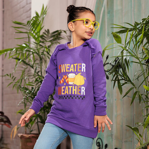 Eminent Girls Full Sleeves Sweat Shirt - Purple, Girls Hoodies & Sweat Shirts, Eminent, Chase Value