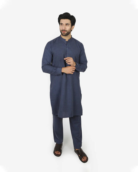 Eminent Men's Embroidered Kurta Pajama Suit - Denim Blue, Men's Shalwar Kameez, Eminent, Chase Value