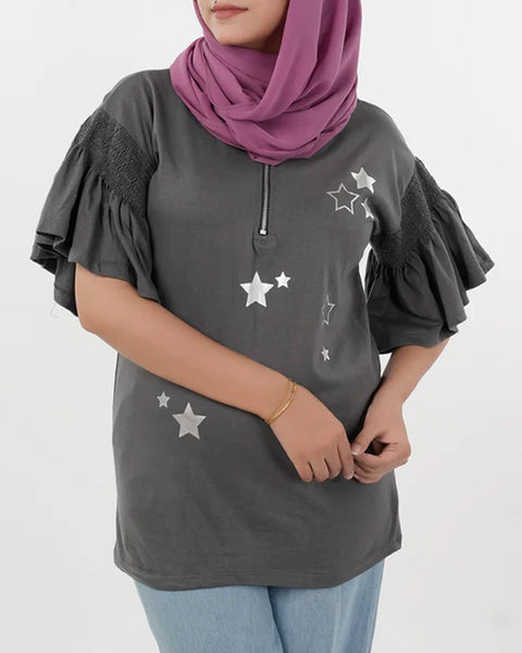 Eminent Women's Half Sleeves Printed T-Shirt - Steel Grey