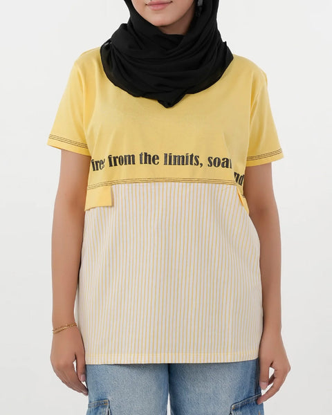 Women's Half Sleeves Printed T-Shirt - Yellow