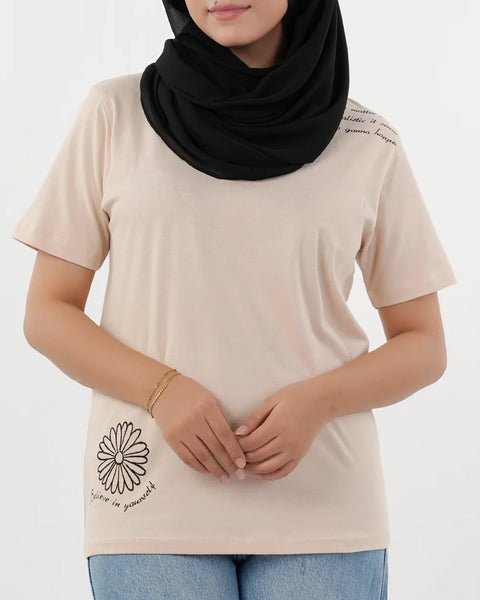 Women's Half Sleeves Printed T-Shirt - Pink