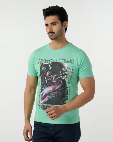 Men's Round Neck Half Sleeves Printed T-Shirt