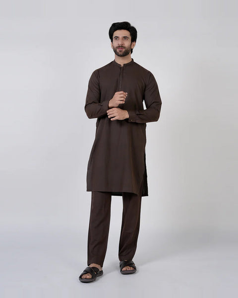 Eminent Men's Embroidered Kurta Pajama Suit - Chocolate, Men's Shalwar Kameez, Eminent, Chase Value