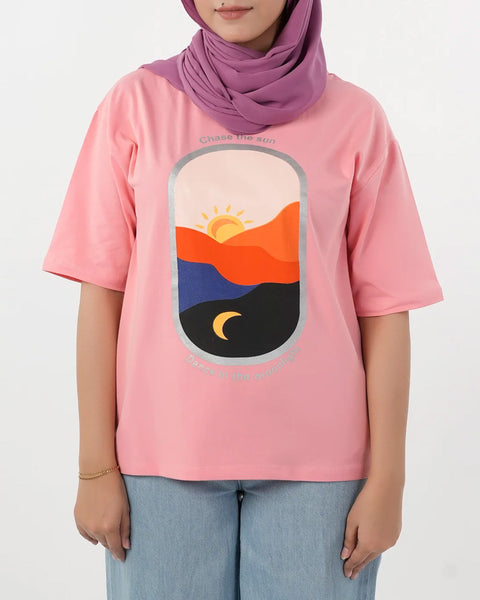 Women's Half Sleeves Printed T-Shirt - Flamingo
