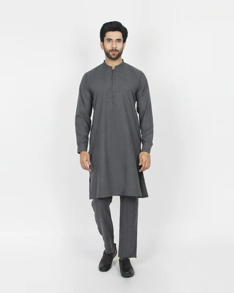 Eminent Men's Embroidered Kurta Pajama Suit - Charcoal, Men's Shalwar Kameez, Eminent, Chase Value
