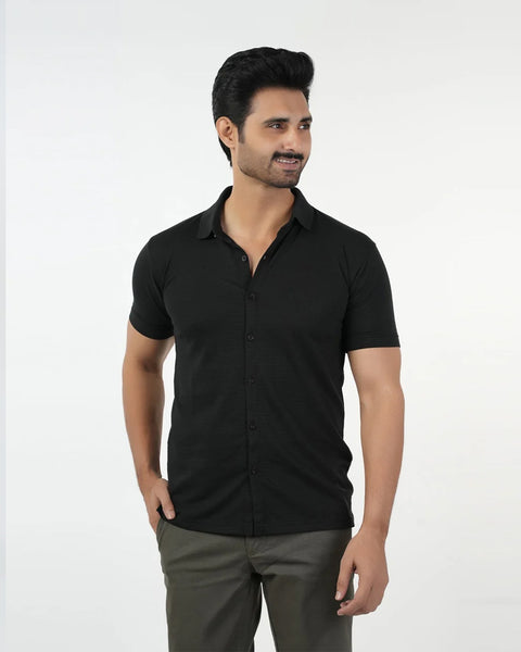 Men's Half Sleeves Polo Front Open Shirt