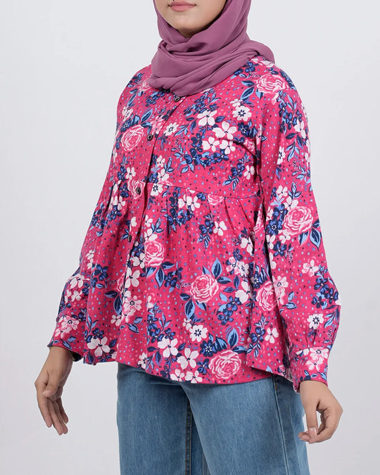 Women's Western Full Sleeves Top - Pink