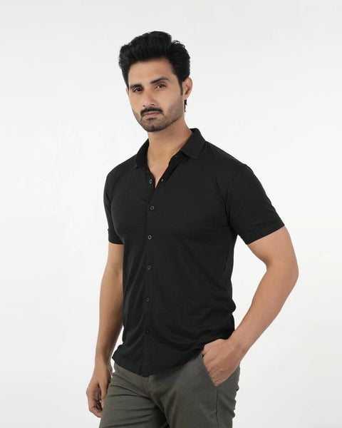 Men's Half Sleeves Polo Front Open Shirt