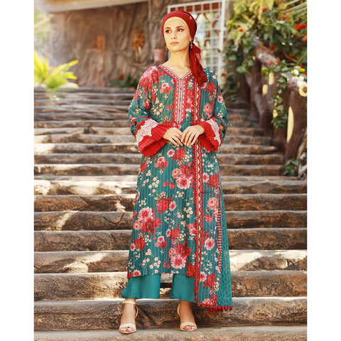 Eminent Printed Embroidered Messuri Unstitched 3 Pcs Suit - 8