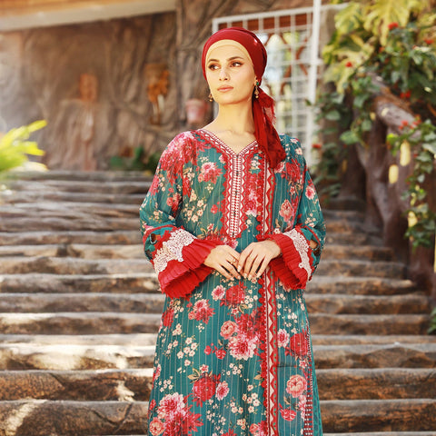 Eminent Printed Embroidered Messuri Unstitched 3 Pcs Suit - 8